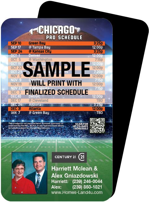 Magnetic Business Card Real Estate Football Schedules  |Realtor Tools